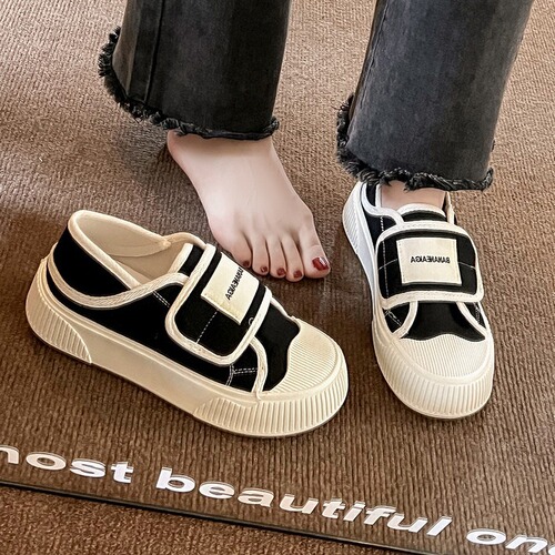 College-style Velcro Canvas Shoes for Women | New Spring/Summer Collection | Thick-Soled, Versatile Design | Slip-On Sneakers