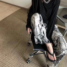 2025新款胖mm大码扎染直筒休闲裤女薄夏宽松显瘦高腰垂感阔腿裤百