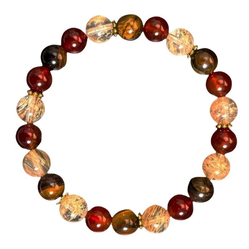 Natural Tigereye Beaded Crystal Bracelet