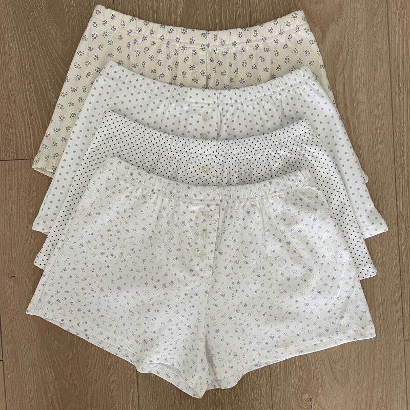 Brandy Bm Floral Button Shorts Elastic Elastic Waist Pajama Pants Home Casual Pants Women's Summer Three-Quarter Pants Hot Pants