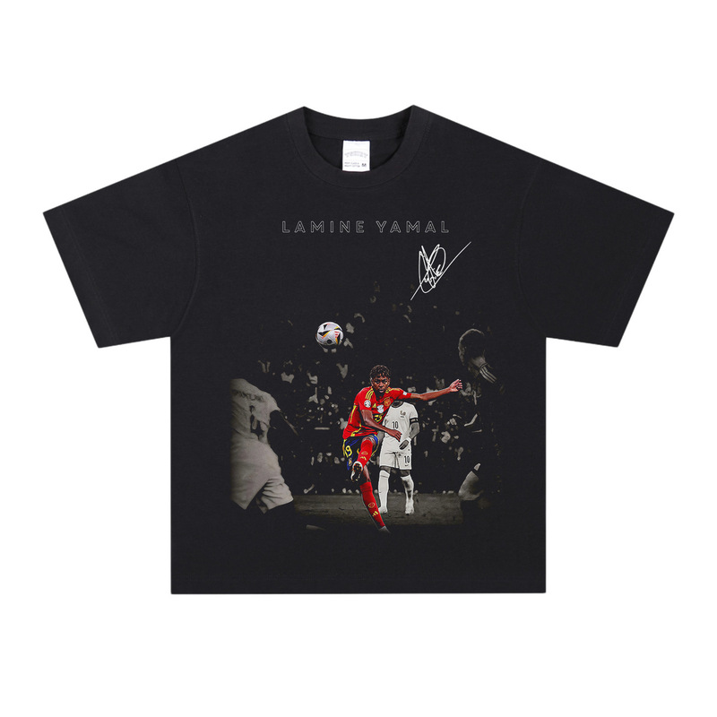 Lamine Yamal Football Print Tee Distressed Unisex American Cotton Long and Short Sleeve T-Shirt