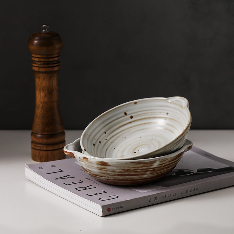 Yilongxuan Stoneware Noodle Bowl Japanese Stoneware Noodle Bowl Rice Bowl Fruit Salad Bowl Threaded Soup Bowl Dessert Bowl