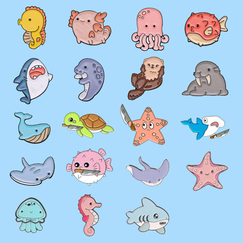 Daily Occasion Zinc alloy Material Animal, Dolphin, Hippocampus Pattern Unisex Gender Cute Pin Animal Dolphin Hippocampus Zinc Alloy Stoving Varnish Unisex Brooches