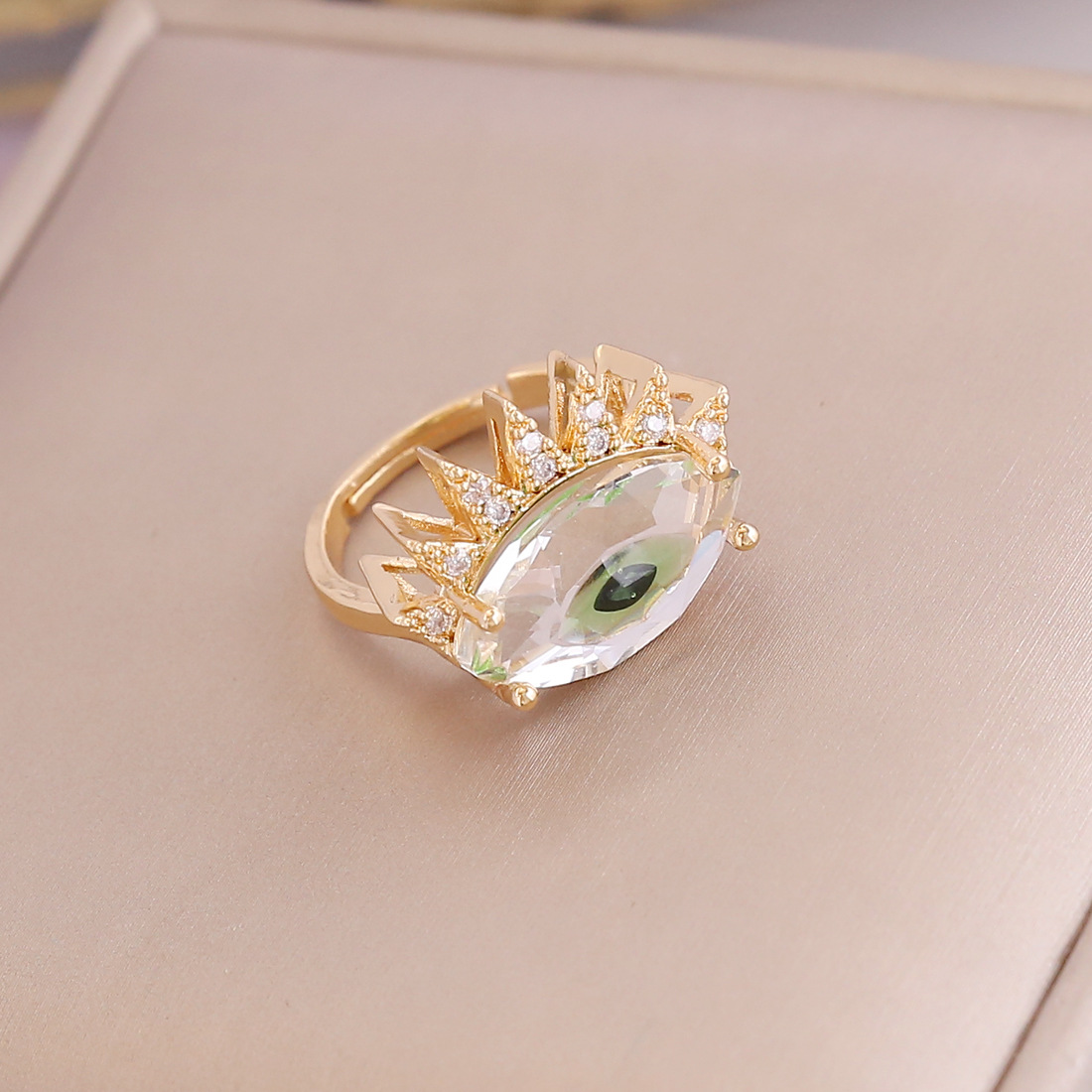 fashion micro diamond inlaid zircon eye-shaped copper ring wholesale nihaojewelry