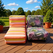 工厂直营 充气布套沙发L型躺椅 印花充气休闲椅 户外充气家具