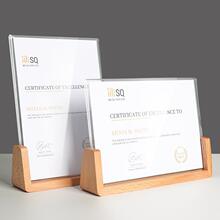 亚克力相框a4奖状展示框架子摆台透明荣誉专利证书证件书木质立牌