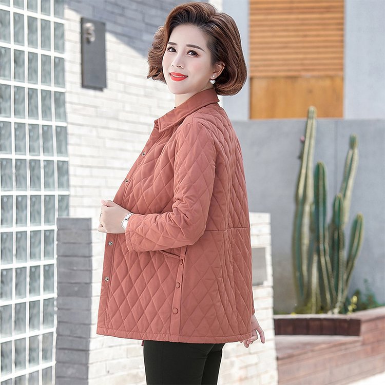 2024秋冬新款薄夹棉外套衬衫中老年妈妈洋气时尚百搭轻薄棉袄