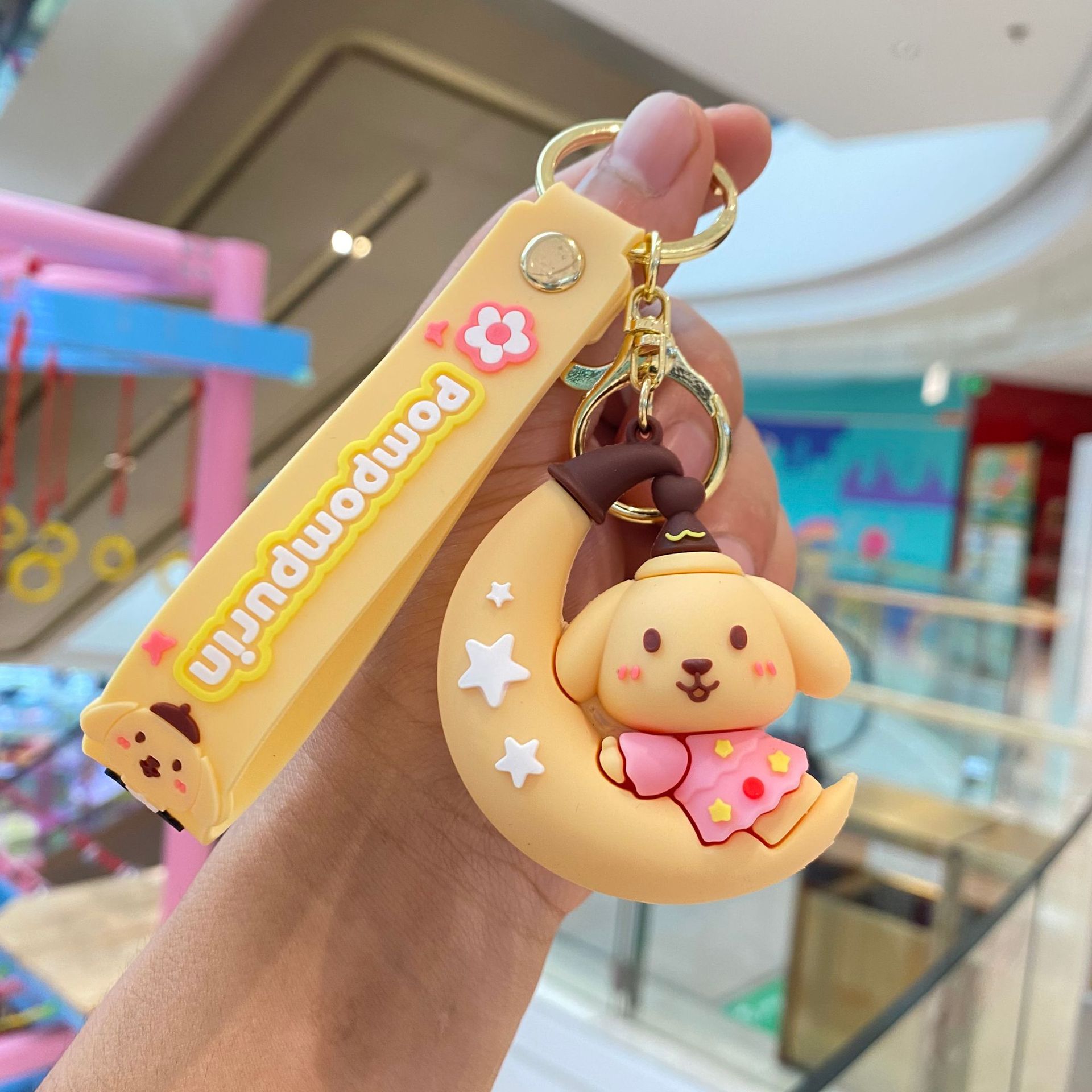 Sanrio sentada luna llavero melodía coolomi muñeca coche bolsa colgante muñeca máquina regalo al por mayor