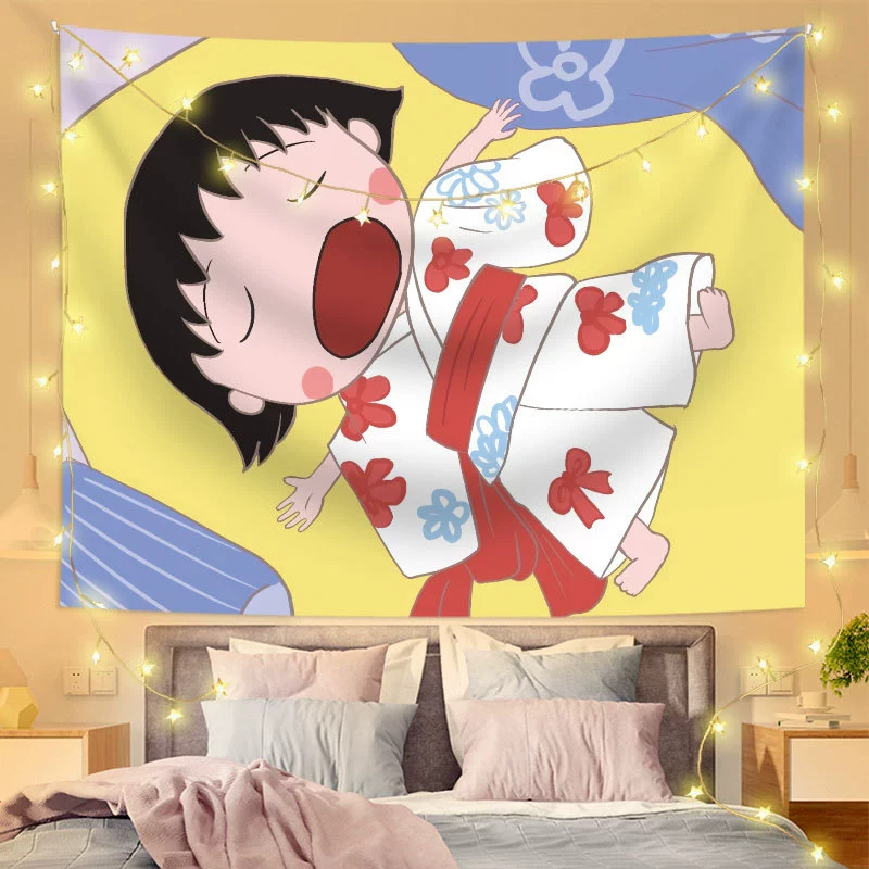 Cherry small ball cartoon background cloth new bedroom bedside dormitory rental reconstruction homestay decorative wall cloth tapestry