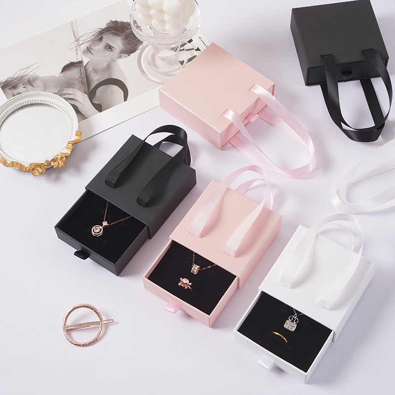 Spot Wholesale Portable Drawer Box Ring Earrings Bracelet Necklace Jewelry Box New Hot Selling Paper Jewelry Box
