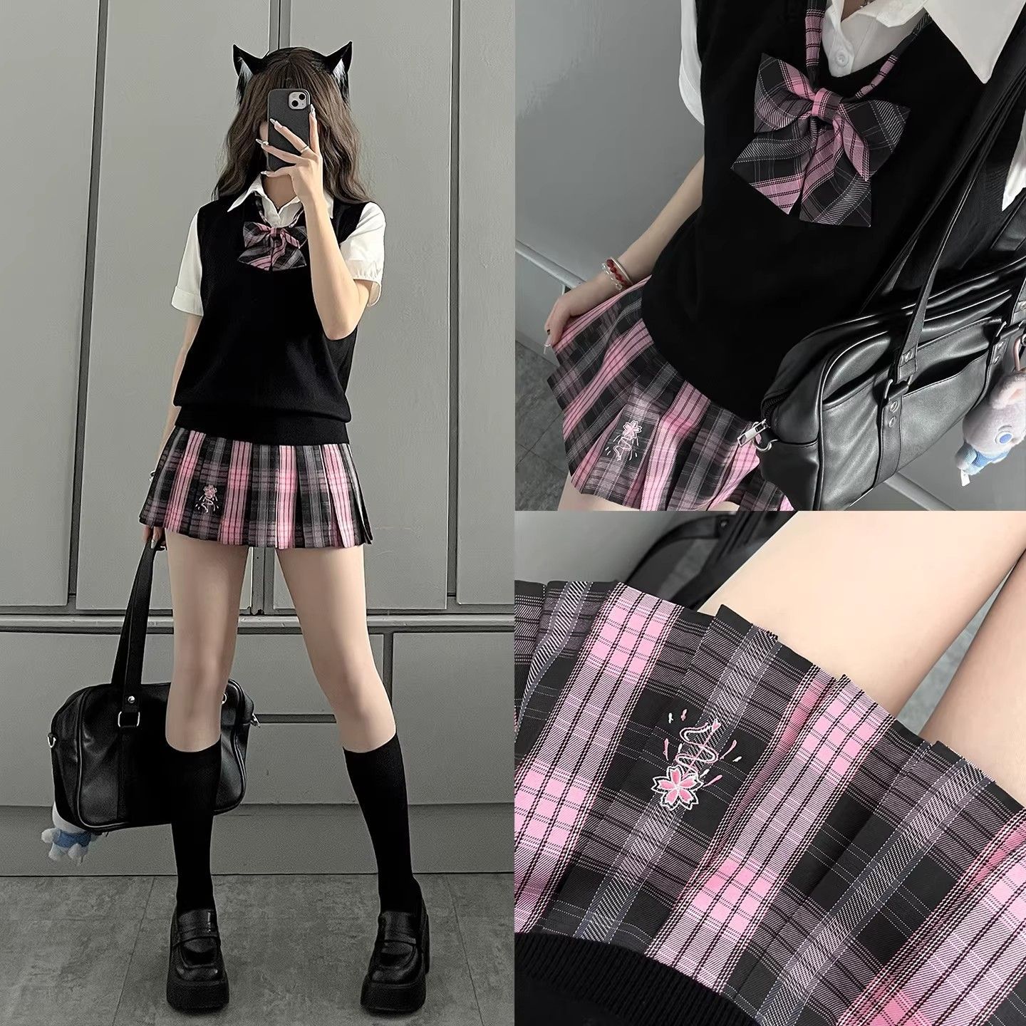 【Sakura Bell】JK Original Plaid Suit Set, Women's School Style Pleated Skirt, JK Uniform Set, Sweet Girl Outfit