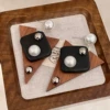 Black wooden triangle pearl, earrings, silver 925 sample