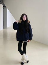 小个子毛领加厚棉服女士2024年冬新款韩版休闲宽松学生保暖外套