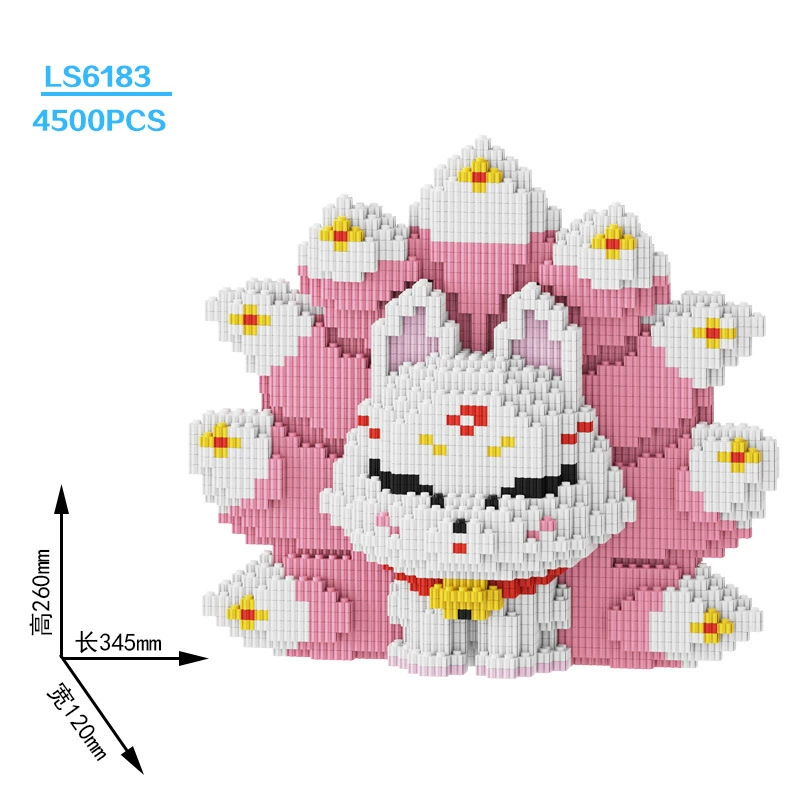 Constructor set Lego DIY small-brick fox toy, multi-size models 17–100 cm, birthday gift