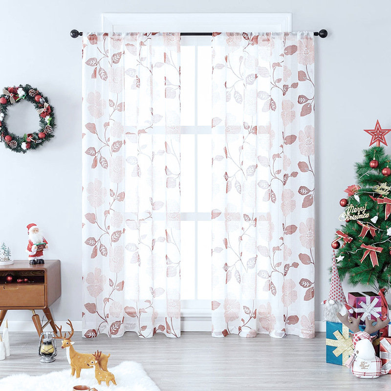 Cross-border exclusive simple linen printing translucent sunshade curtain window screen floor window for bedroom balcony Cross-border exclusive simple linen printing translucent sunshade curtain window screen floor window for bedroom balcony