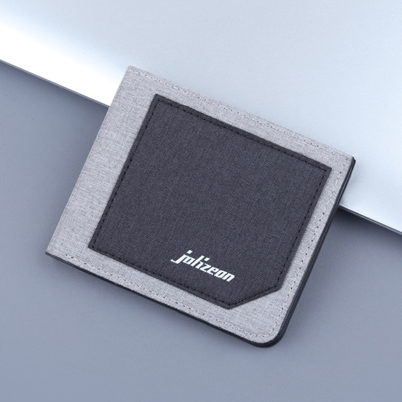 Cartera de lona de los hombres cartera de los hombres bolsa de tarjeta de billetera corta integrada titular de la tarjeta de los hombres clip corto Denim ultrafino hombres