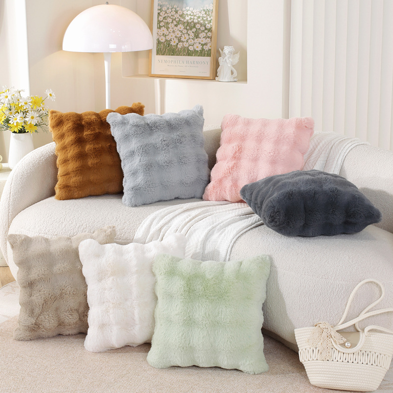 Fallo de conejo almohada de peluche balcón ventana flotante almohada de aire crema almohada de sofá sala de estar cojín de alta calidad invierno