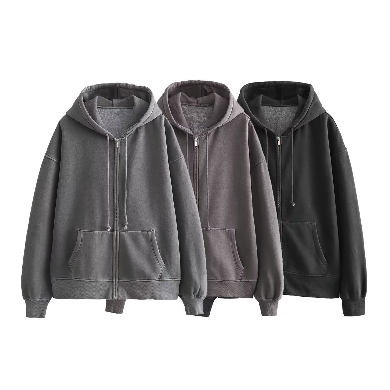 Autumn fashionable elegant long-sleeve with zipper with hood