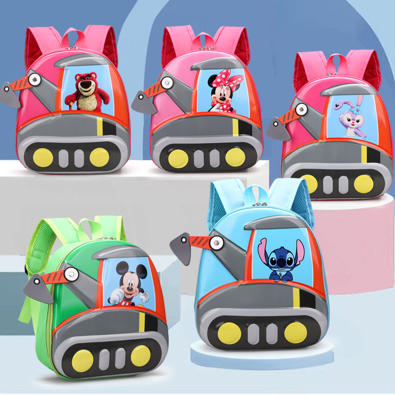 New Super Cute Kids School Backpack Cartoon Kindergarten Children Back-to-School Bag EVA Excavator Eggshell Dual Shoulder Bag Trendy