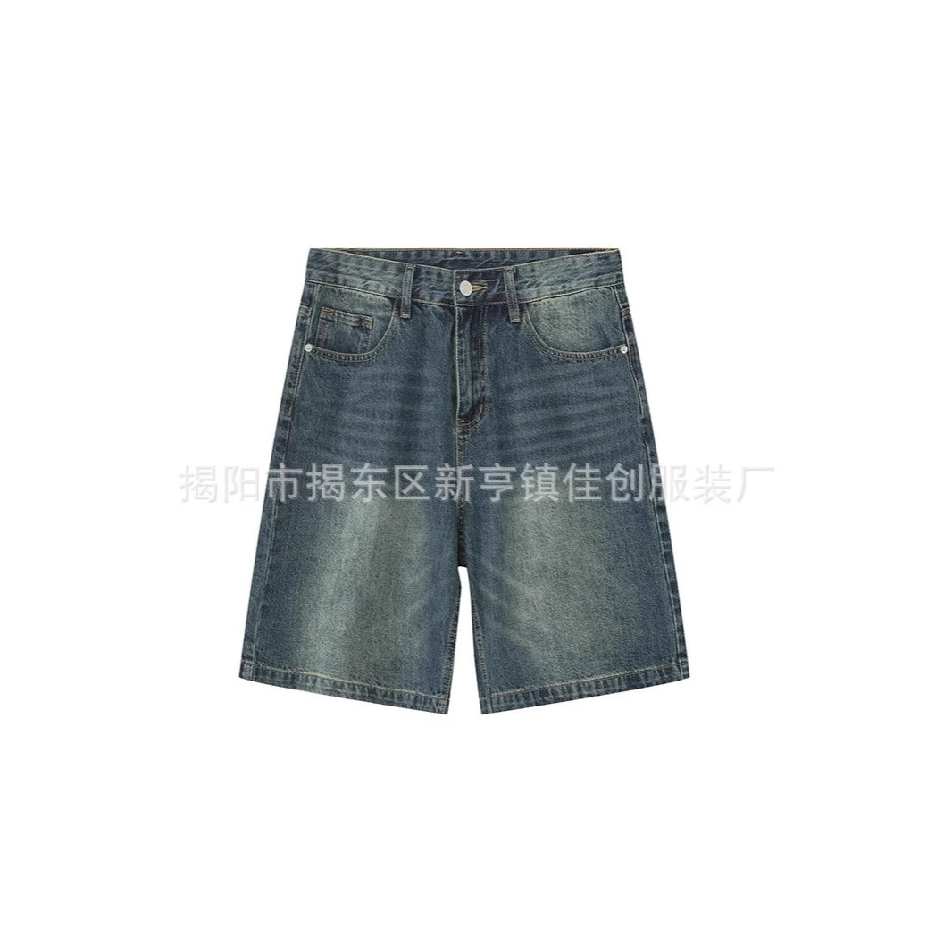 Новые летние американские ретро потертые джинсовые шорты, мужские свободные прямые брюки с пятью точками, универсальные шорты, модный бренд
