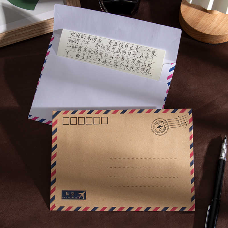 Sobre aéreo kraft retro postal postal, sobre de cumpleaños, bolsas, cartas de amor escritas a mano