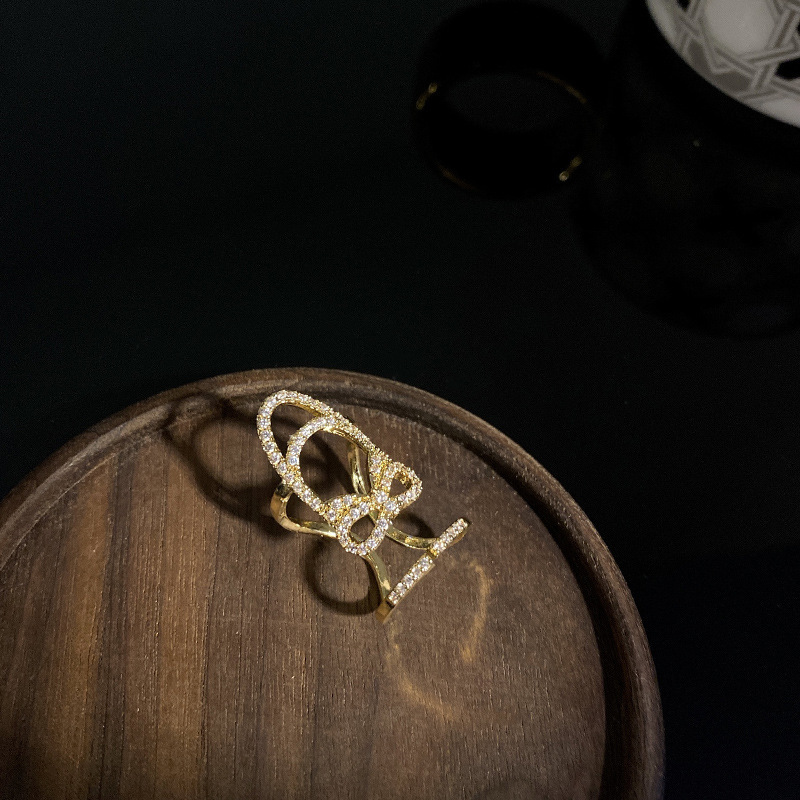 Korean Style ins Dongdaemun Niche Design Nail Ring Women's Distinguished Index Finger Ring Bow Cyber Celebrity Ring