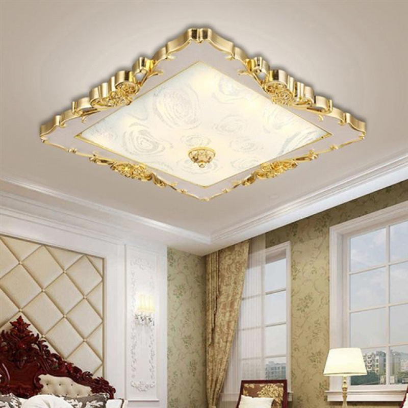 led简欧卧室灯客厅灯圆形欧式吸顶灯温馨水晶餐厅灯方形阳台灯具