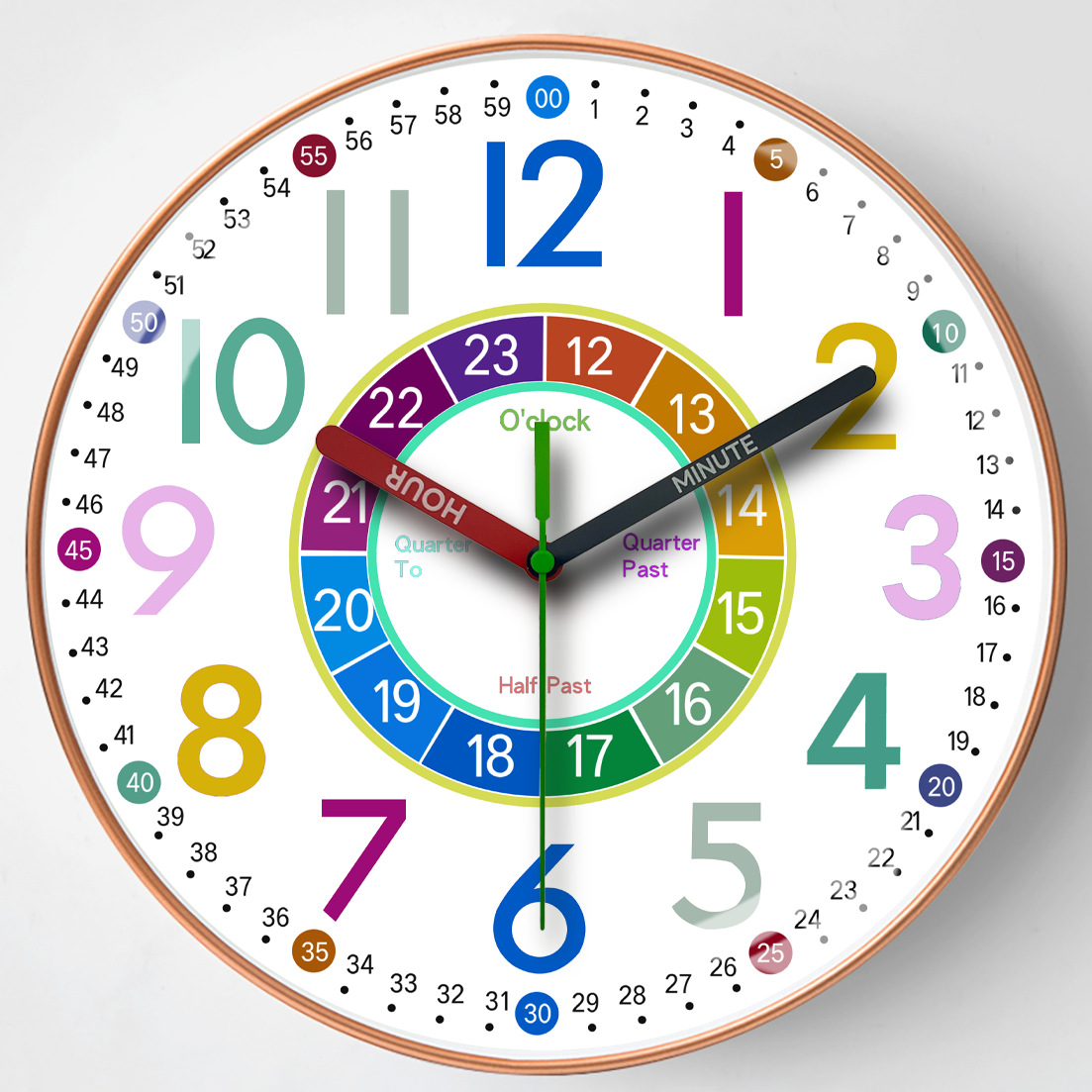 WTCA015_학습시계 실크스크린 바늘 C스타일 골드프레임