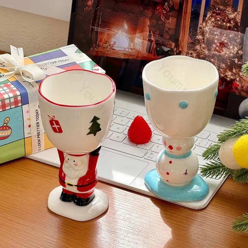 Taza de cerámica de viento de Navidad encantadora taza de huevo y taza de agua taza de cerámica de Navidad Qin Sheng regalos de cerámica diarios