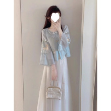 新中式国风套装春夏季减龄汉服衬衫上衣女超仙的雪纺半身裙两件套