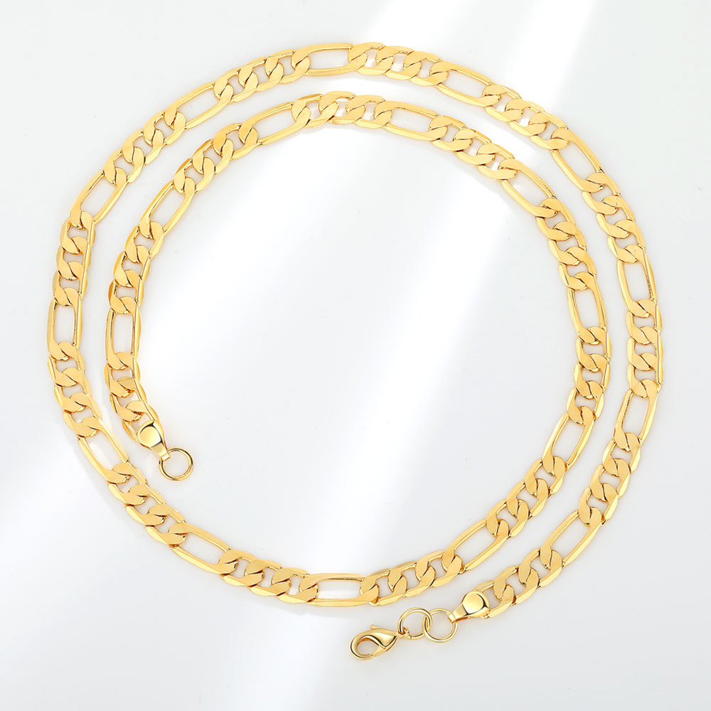 Geometric Pattern Wholesale Jewelry Hip-Hop Punk Geometric Copper Plating Necklace Cuban Link Chain Curb Chain Twisted Rope Chain Figaro Chain