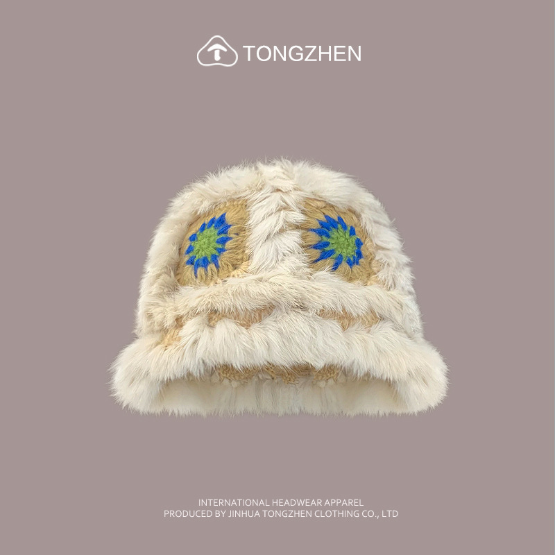 China-Chic Kaninchenhaar Löwe Erwachen Niedlicher Plüsch-Tigerkopf für Kinder, chinesische gestrickte Fischermütze im Winter_voghion.com
