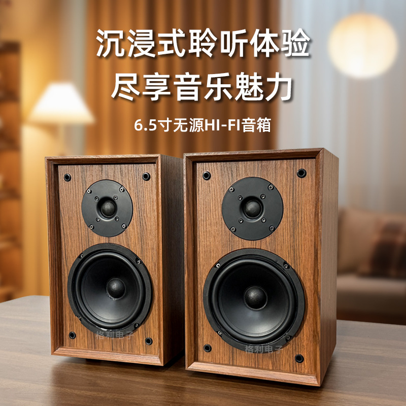6.5inch Two-Way Fever Hifi Passive Bookshelf Speakers High-Fidelity Home Desktop Audio Wooden Bookshelf Speakers