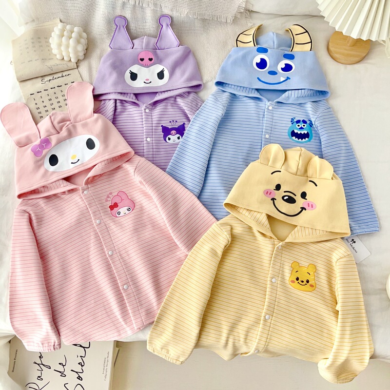 Cross-Border 25 New Autum Styles for Boys and Girls Hooded Cartoon Style Cardigans Cute Thin Stripesd Tops Kidsren's Jackets Cross-Border 25 New Autum Styles for Boys and Girls Hooded Cartoon Style Cardigans Cute Thin Stripesd Tops Kidsren's Jackets