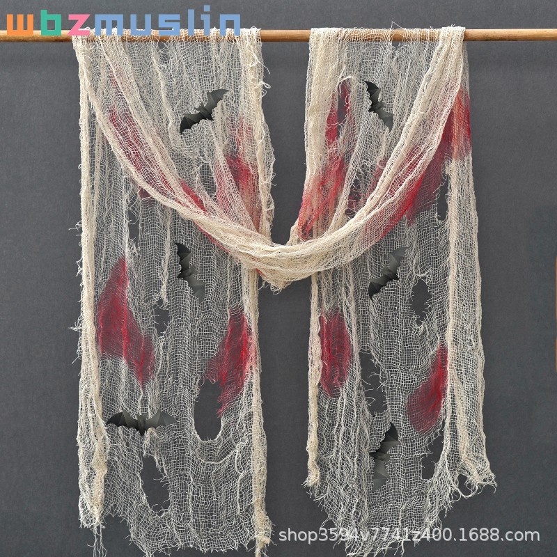 Decoración de Halloween gaza multicolor rover agujero colgar tela fantasma casa embrujada suministros de fiesta agujero de red