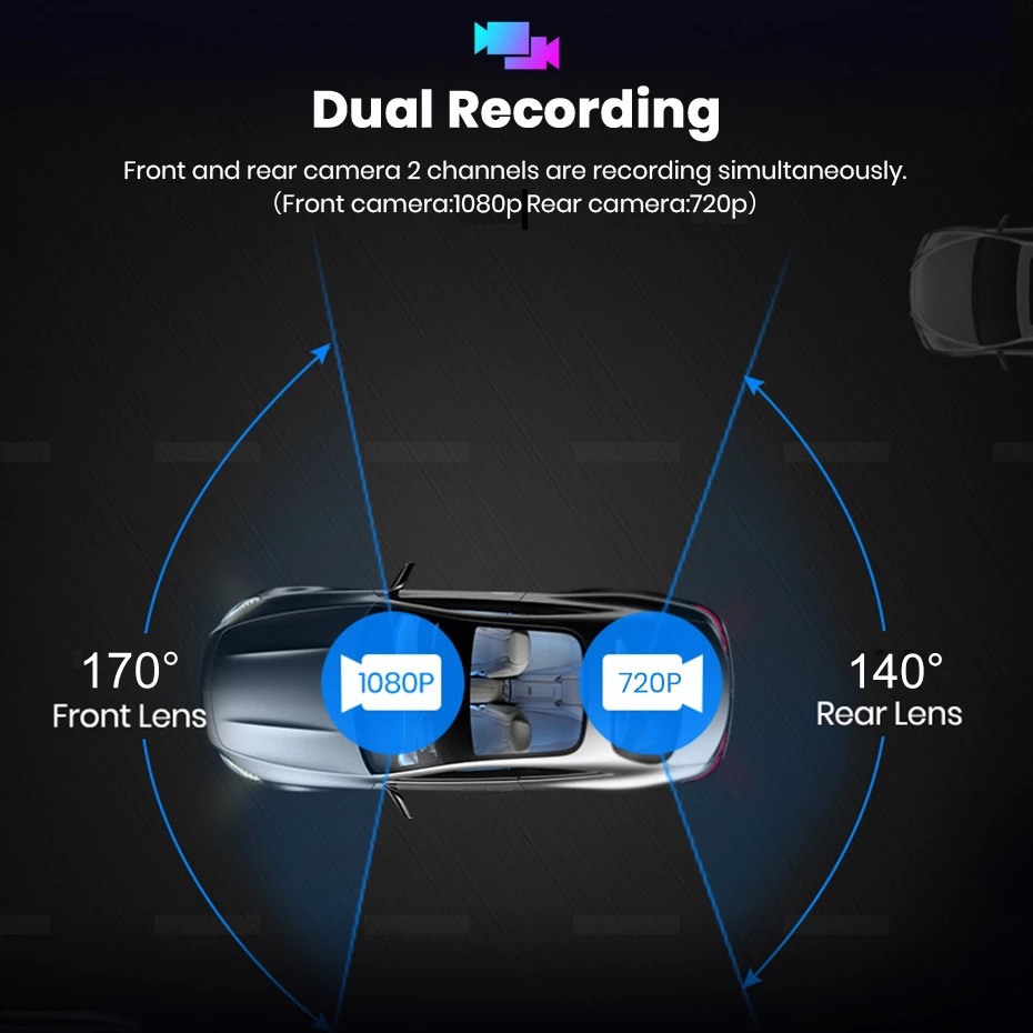 Cross-Border Bestseller Touchscreen Dual-Lens Dash Cam Hd 1080P Aluminum Alloy Front and Rear Dual Recording Car Camera