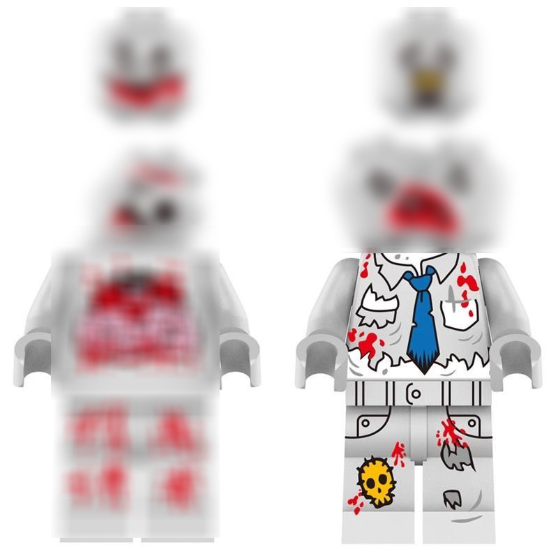 Foreign Trade Cross-Border Lb04 Lb05 Zombie Halloween Mutant Double-Headed Figure Building Block Assembly Toy