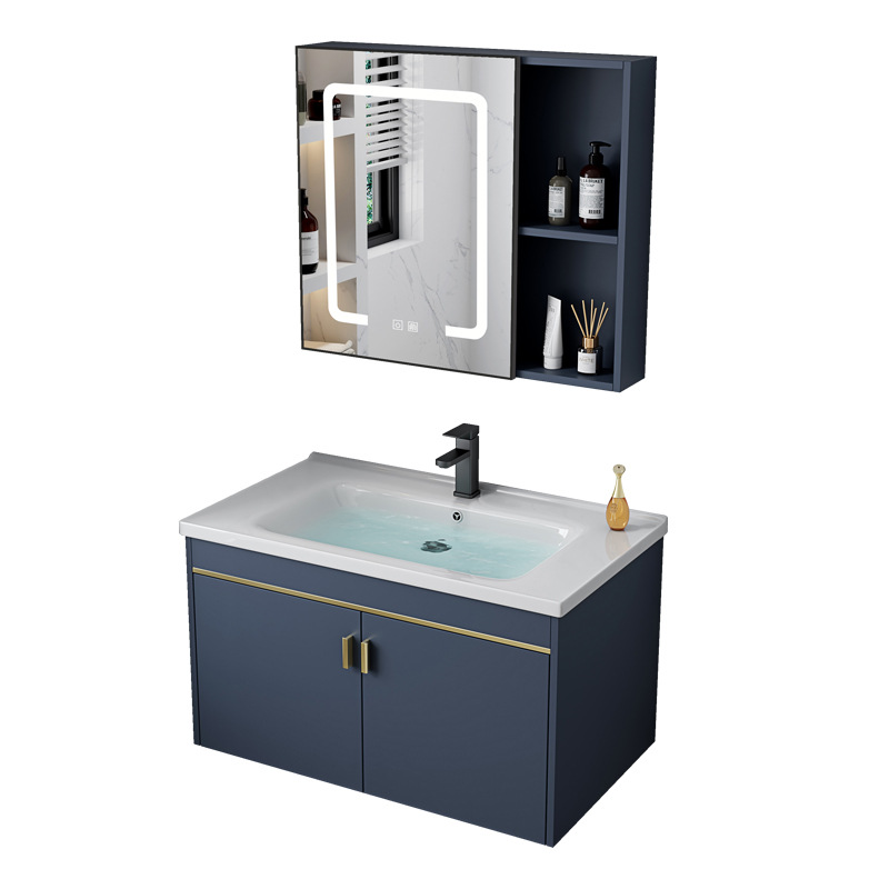 Mueble de baño de aluminio para el espacio del hotel, lavabo de roca transfronterizo, lavabo integrado, lavabo de baño, lavabo