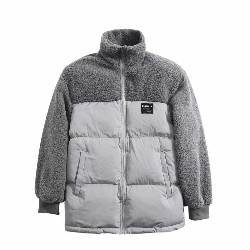 Chaqueta acolchada de algodón con cuello alto para hombres y mujeres, otoño e invierno, chaqueta acolchada de lana de cordero retro japonesa, chaqueta de pareja cálida holgada