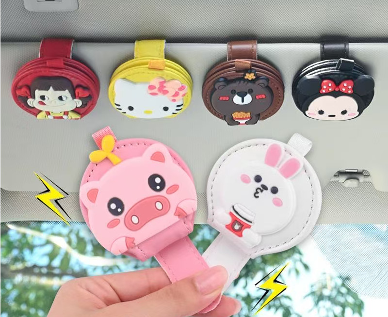 Car-Mounted Glasses Holder, Card Holder, Creative In-Car Sun Visor Storage, Receipt Holder, Car Glasses Stand, Can Be Silk-Screened with Logo