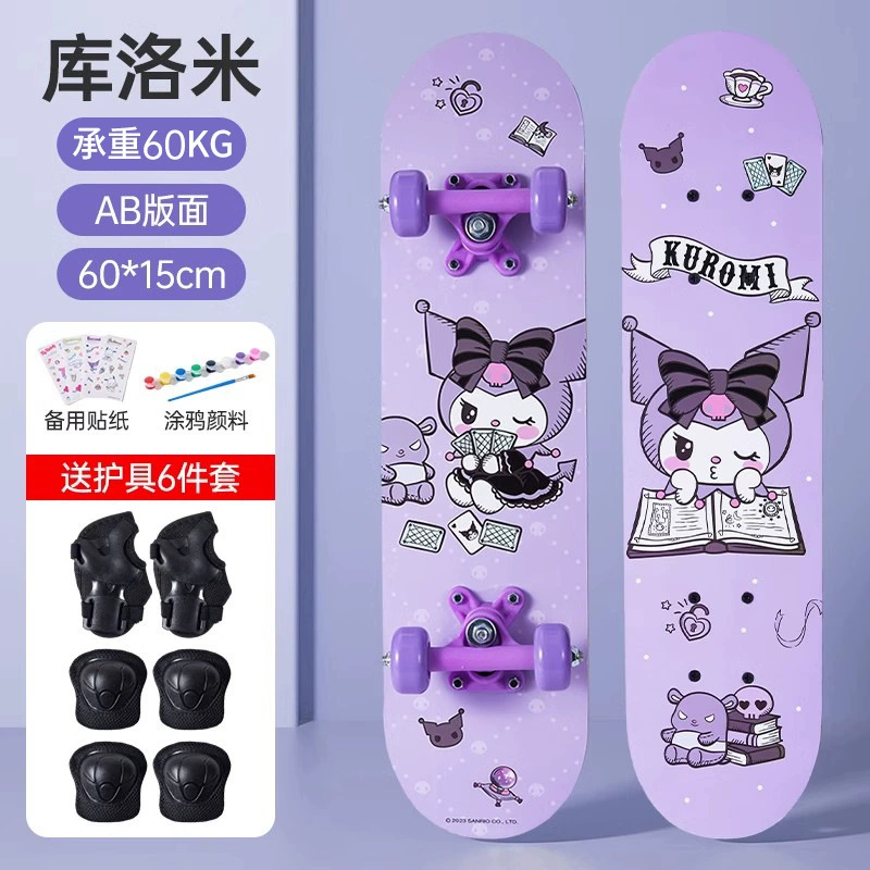 Sanrio, детский скейтборд, профессиональный самокат для начинающих на четырех колесах, игрушка с двумя изогнутыми концами, 12 лет
