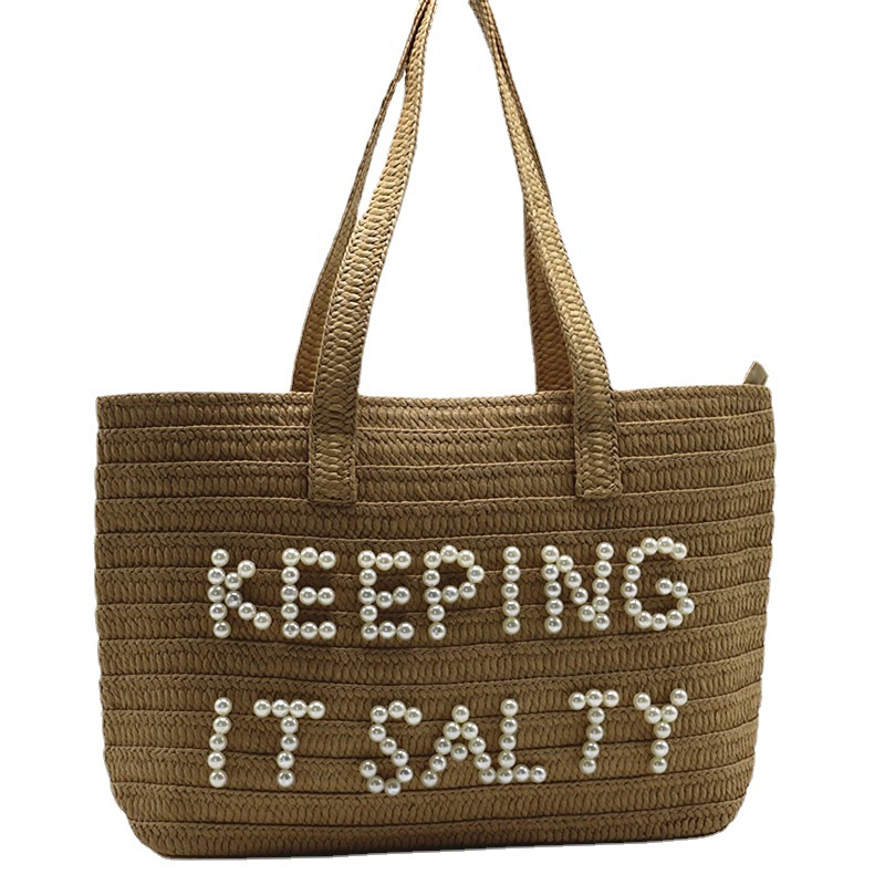 straw beach one-shoulder bag