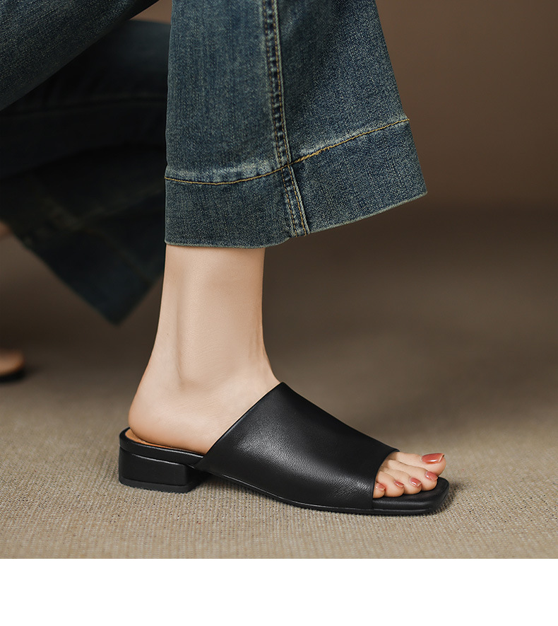 Sandal hở mũi nữ gót thấp quai ngang đế bằng 2,5 cm — Hạnh sắc (cao 2,5 cm) chi tiết 30