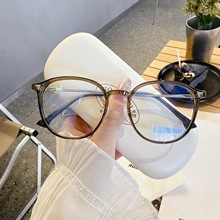 網紅款復古中框01247近視平光眼鏡裝飾眼鏡框全框塑鋼鈦眼鏡架
