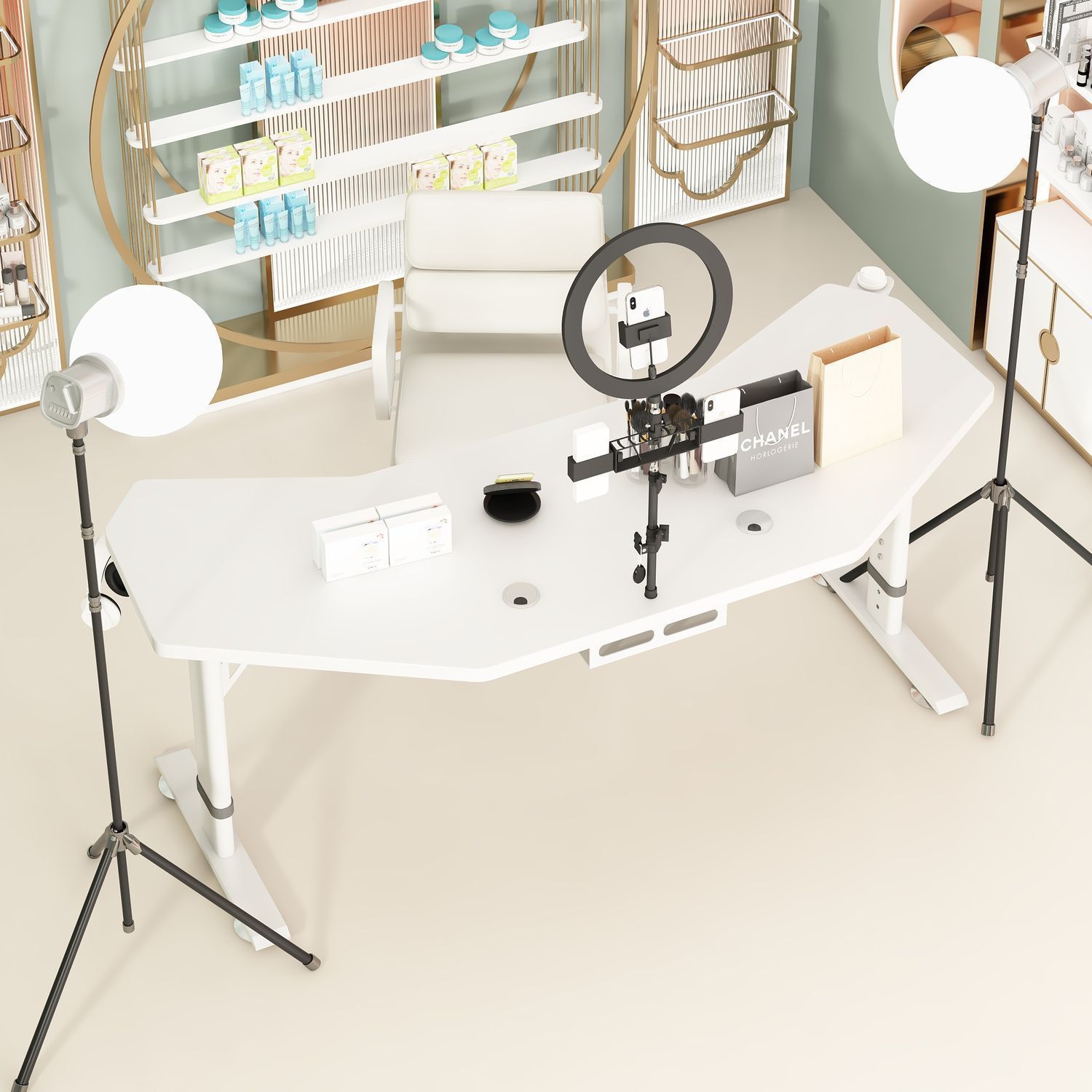 Computer Desk Anchor Table Liftable Movable Computer Desk E-Sports Table Office Desk Display Stand Rotating Workbench