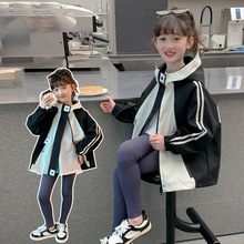 女童拼色冲锋衣春秋2025新款儿童秋装上衣韩版中大童休闲外套洋气