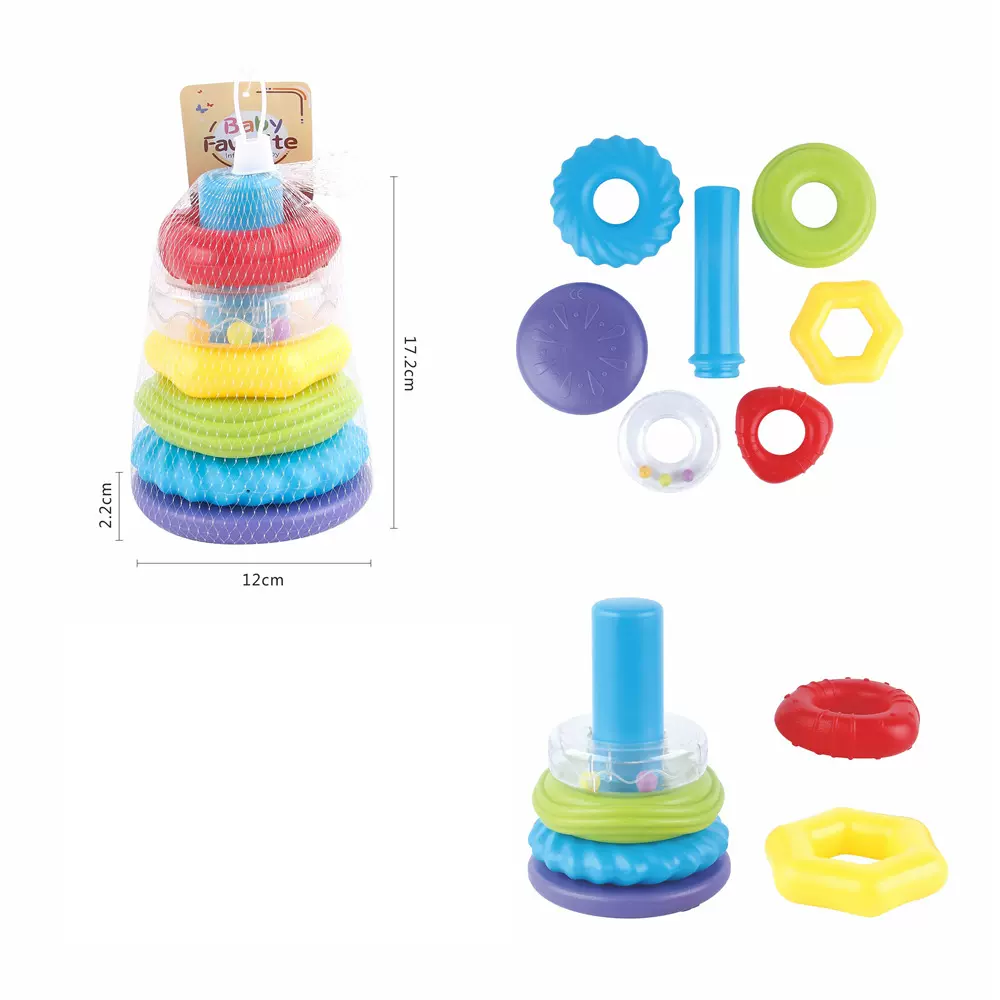 儿童叠叠圈婴儿定制礼品logo贴牌彩虹塔套圈玩具工厂直销批发