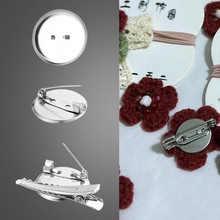 工厂批发diy饰品配件圆盘别针两用圆形托盘胸针金属胸花底托扣针