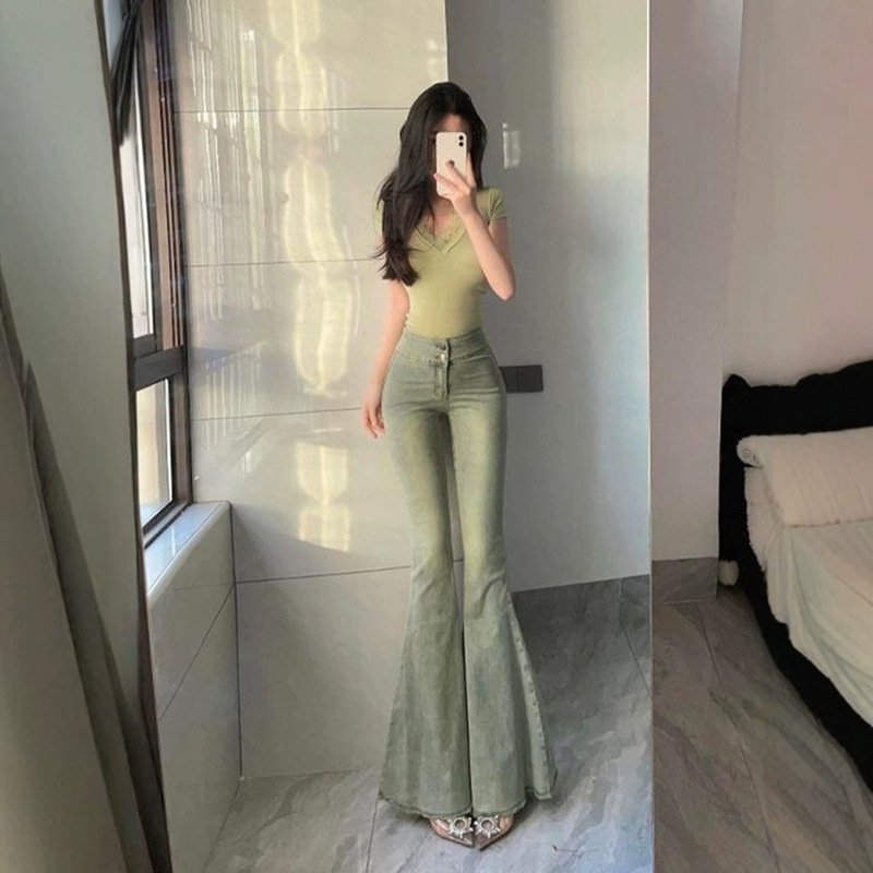 Hot Girl Fishtail Flared Pants for Women 2026 New Spring High-Waisted Slimming Pants Paired with High Heels Slightly Flared Jeans Hot Girl Fishtail Flared Pants for Women 2026 New Spring High-Waisted Slimming Pants Paired with High Heels Slightly Flared Jeans