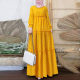 Bohemian Dot Print Muslim Dress Casual Elegant Robe Holiday Party Ruffled Robe